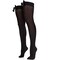 Bow Accent Thigh Highs - Black Over the Knee High Stockings with Black Satin Ribbon Bow Accent for Women and Girls